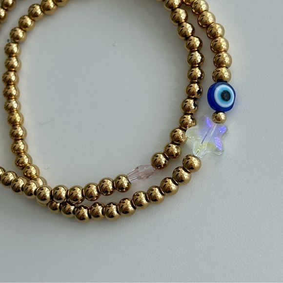 Stainless Steel Gold Beaded Bracelet Set - Picture 3 of 7